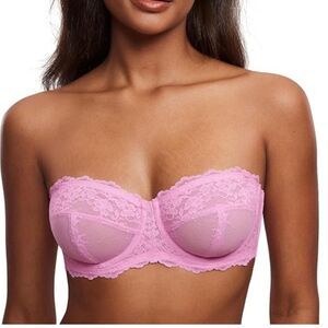 DOBREVA Strapless Push Up Bra Lace Plunge Underwire Bras Add 1 Cup Plus Size